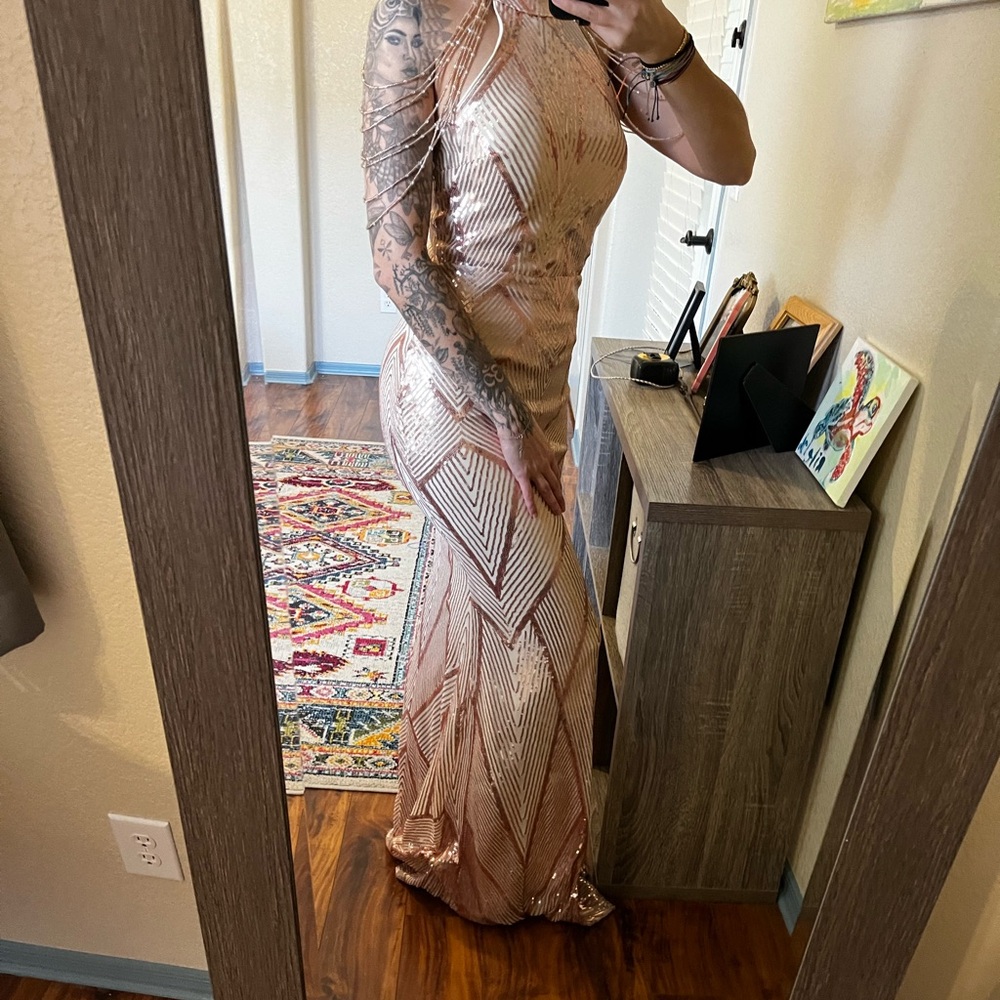1920s art deco beaded pink formal dress